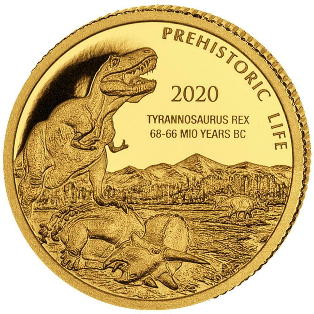 ZLATÁ MINCE - Prehistorický život - Tyrannosaurus Rex - Proof - Numismatika