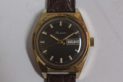 pánské hodinky RAKETA Made in USSR, dvojdatum, zlacené pouzdro