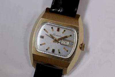 pánské hodinky RAKETA Made in USSR, dvojdatum, zlacené pouzdro, 
