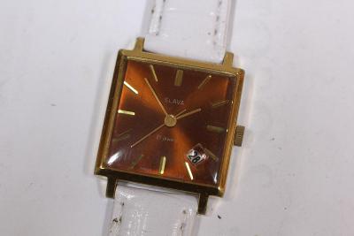 pánské hodinky SLAVA datum Made in USSR, zlacené pouzdro
