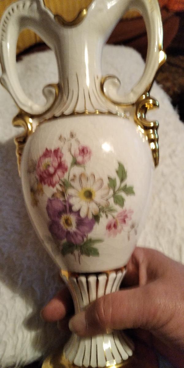 Starožitná  porcelánová zlacená váza - Starožitné porcelánové vázy a dózy