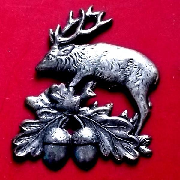 Velký Myslivecký kovový Odznak Jelen,žaludy,dubové listy
