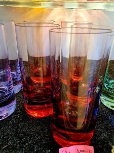 Moser,,,5x červené velké sklenice na vodu,,,17 cm!!!sleva!!!