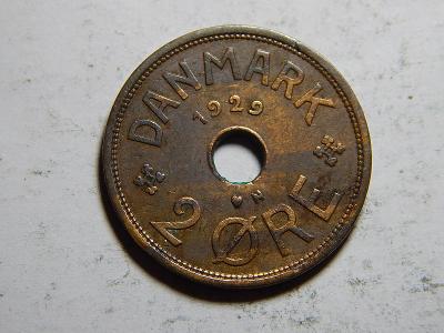 Dánsko 2 Ore 1929 N, GJ XF č24241