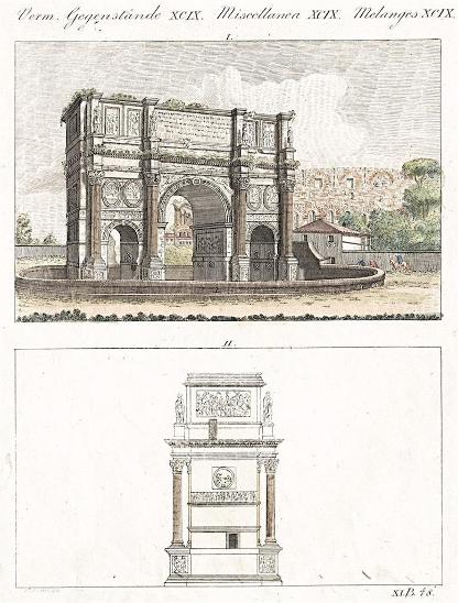 Řím Konstatinův oblouk, Bertuch, mědiryt ,1807
