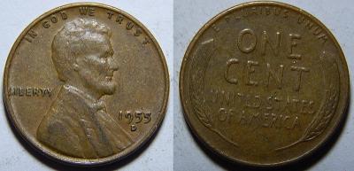 USA 1 Cent 1955D XF č34036