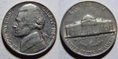 USA 5 Cents 1964 XF č11373