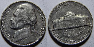 USA 5 Cents 1964 XF č11381