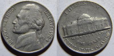 USA 5 Cents 1964 XF č11407