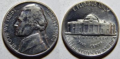 USA 5 Cents 1964D XF č11364
