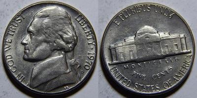 USA 5 Cents 1970D XF č11374