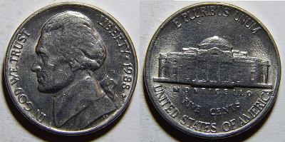 USA 5 Cents 1988P XF č11423