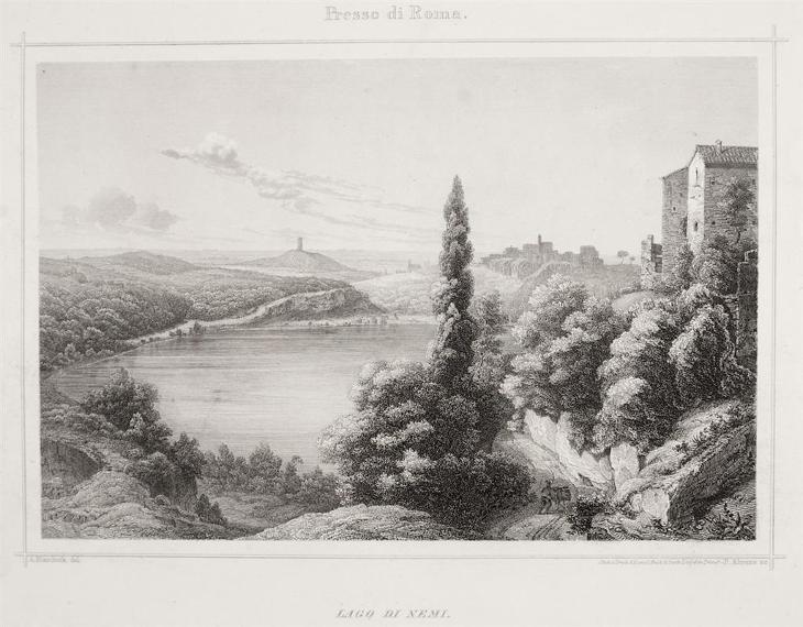 Lago di Nemi , Lloyd, oceloryt, 1850 - Antikvariát