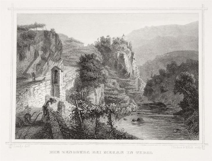 Zenoberg bei Meran in Tyrol, oceloryt (1840) - Antikvariát