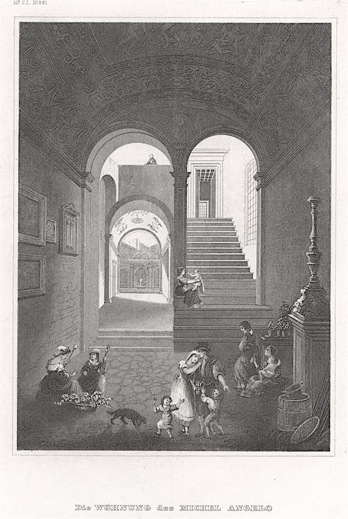 Michelangellův dům, Meyer, oceloryt, 1850