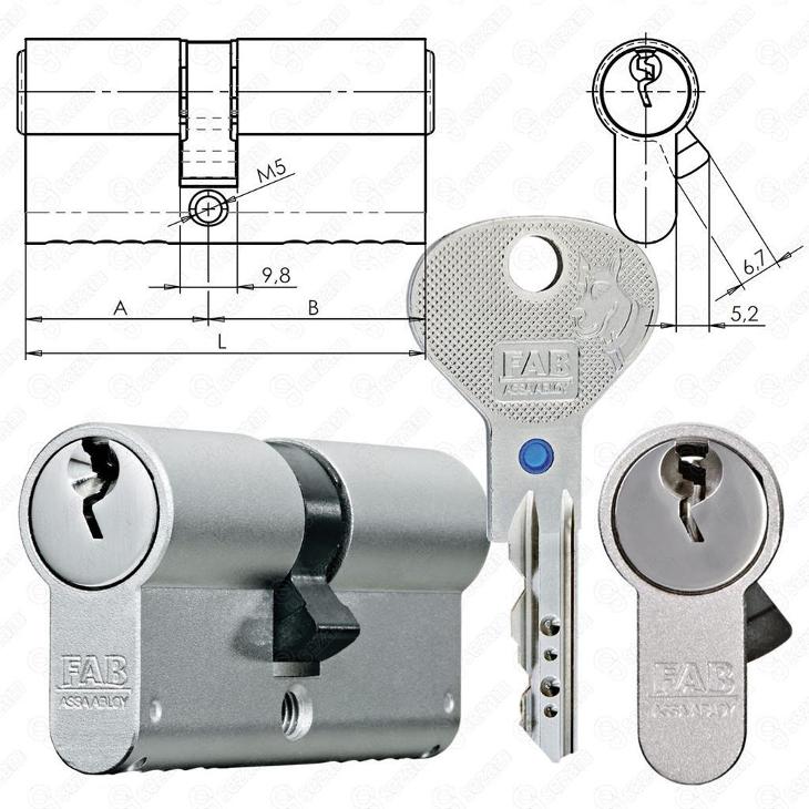 bezpečnostní cylindrická vložka FAB 1000U4BDNs/40+50, 5 klíčů, nová