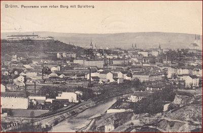 Brno (Brünn) * řeka, továrna, pohled na část města * M107