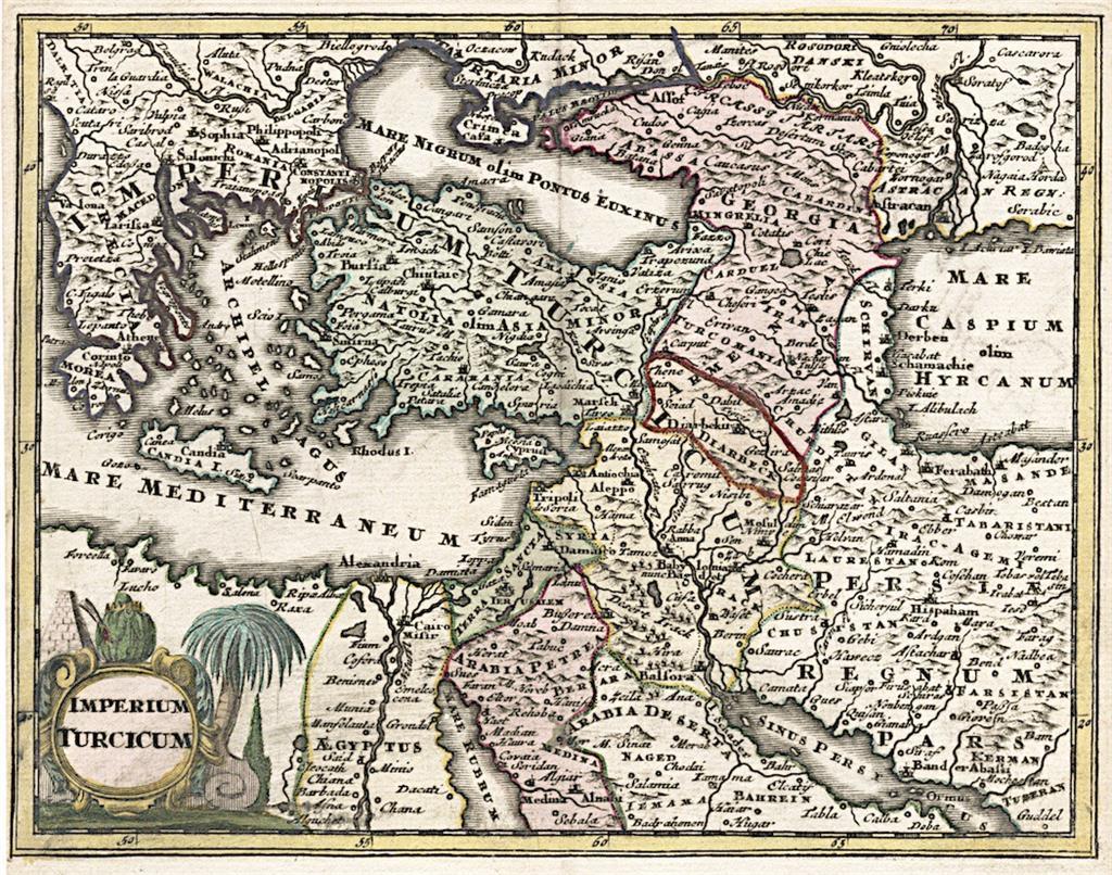 Imperium Turcicum, Weigel, kolor. mědiryt, 1718 - Staré mapy a veduty