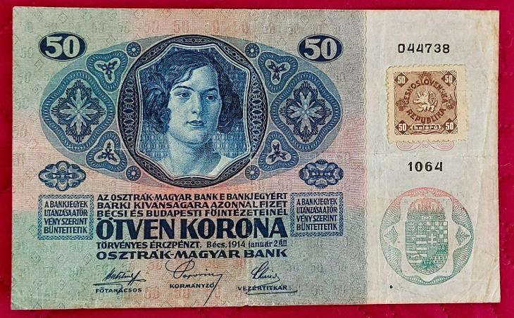 50 koruna ceskoslovensko s kolkom