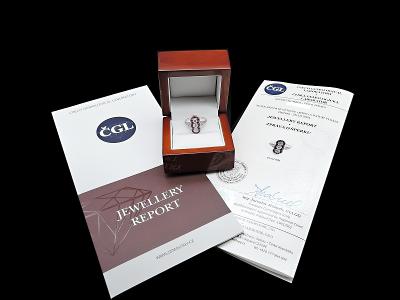 Art deco prsten- rubín, diamant/ ČGL certifikát