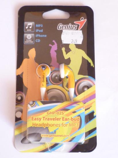 Sluchátka pecky GENIUS GHP-02S oranžové pro iPod/iPhone/MP3/PC/Mac/CD