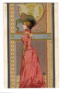Arpad Basch Woman in front of Crest La Holandise Art Nouveau 