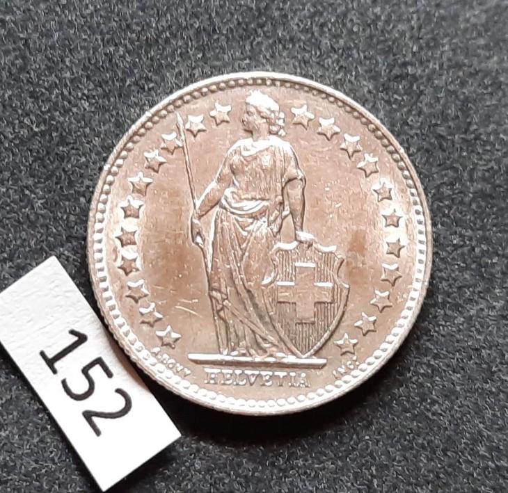 1/2 švýcarského franku - stříbro 1950 