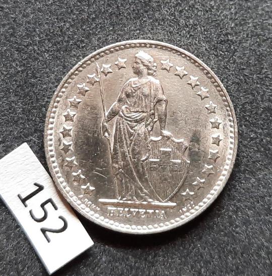 1/2 švýcarského franku - stříbro 1950 