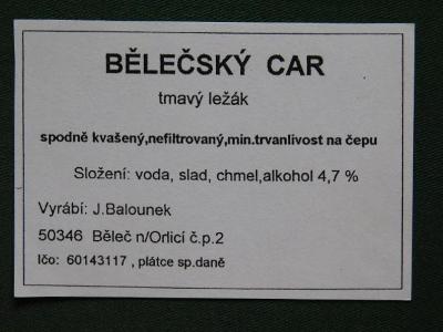 PE - Pivovar - Běleč nad Orlicí - Bělečský Car