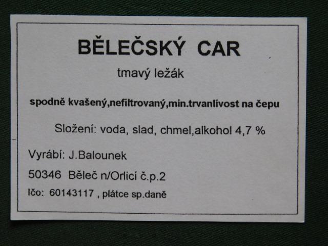 PE - Pivovar - Běleč nad Orlicí - Bělečský Car - Pivní etikety