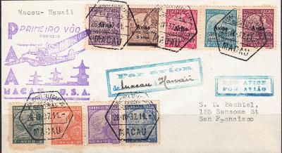 Čína / Macao 1937 - let. pošta  Macao - San Francisco - vzácné / TOP