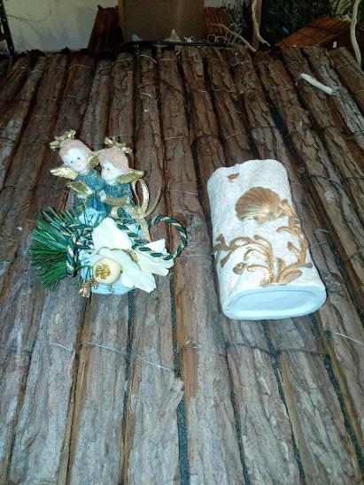 Keramický set vázy a vánočních andělů - hezky zdobené - Starožitnosti a umění