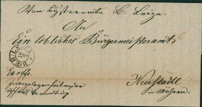 13C162 Úřední dopis Česká Lípa - Nové Město, r. 1860