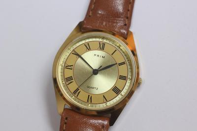 Pánské hodinky PRIM Quartz, zlacený číselník, jako nové