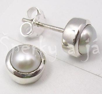 /SS233/ Stříbrné náušnice perla kulaté   