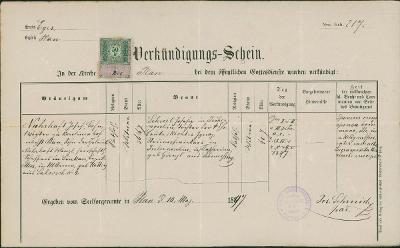 2A1020 Farní úřad Planá u M. Lázní - prohlášení ženicha a nevěsty 1894