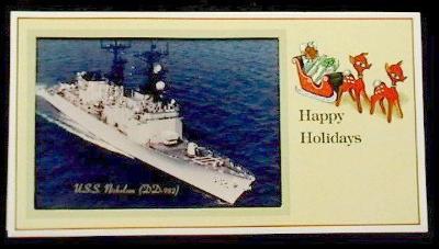 lodě - torpédoborec  USS NICHOLSON DD-982 - vánoční pozdrav - stojánek