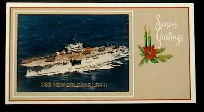lodě - válečná  USS NEW  ORLEANS  LPH-11 - vánoční pozdrav - stojánek