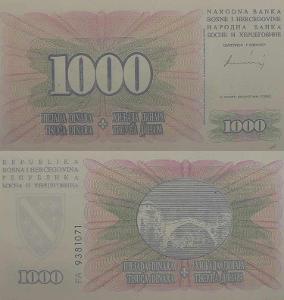 Bosna a Herzegovina 1000 dinárů P46b  UNC