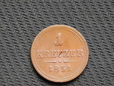mince / Rakousko Uhersko / 1 krejcar 1851 A / krásný 