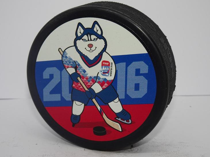 oficiální hokejový puk IIHF MASKOT // MS 2016 RUSKO Moskva Petrohrad
