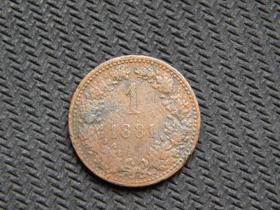 2x mince / Rakousko Uhersko - 1 krejcar 1881 , 1858 B - oběh / vzácný