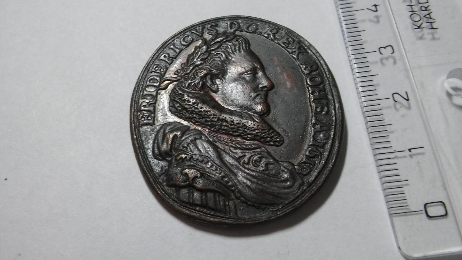 Atraktivní bronzová medajle Fridricha Faltského 1619 v pěkném stavu!!! - Numismatika