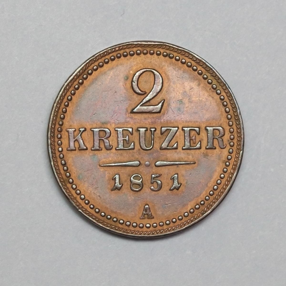 2 kreuzer 1851 A - Numismatika