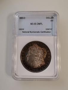 USA 1 Dollar 1885-O PROOF DMPL mince Ag stříbro vzácný RR