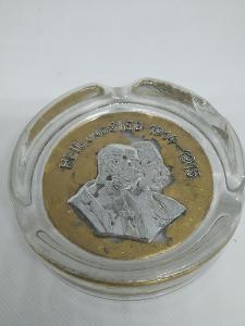 Starožitný zlacený popelník Franz Josef Franz 