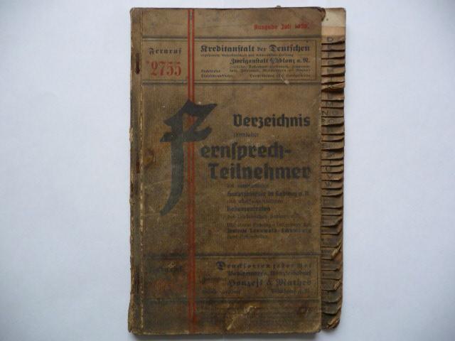 Starý německý telefonní seznam - Jablonec nad Nisou - z roku 1938 - Antikvariát