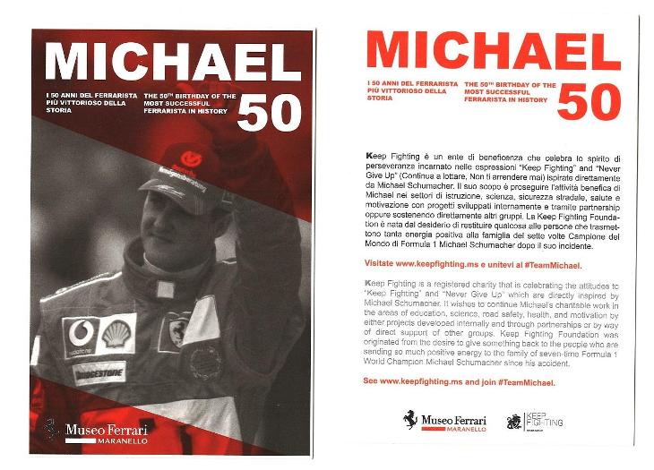 Kartička 15 x 10 cm Michael Schumacher  - Sportovní sbírky