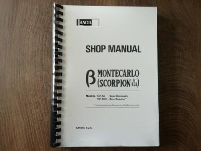 Dílenská příručka Lancia Beta Montecarlo, anglicky