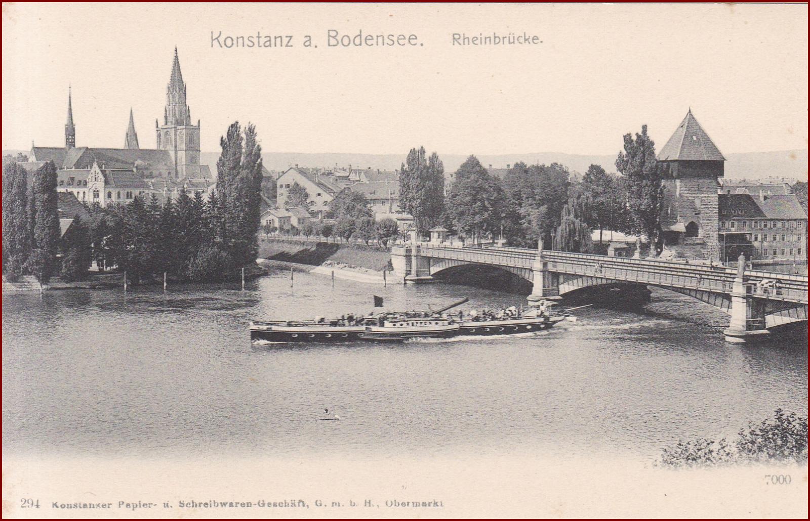 Konstanz (Kostnica) * Rheinbrücke, lode, Bodensee * Nemecko * Z1961 - Pohľadnice